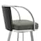 Armen Living Livingston 30" Gray Faux Leather and Brushed Stainless Steel Swivel Bar Stool LCLVBABSGR30 - alternate 4